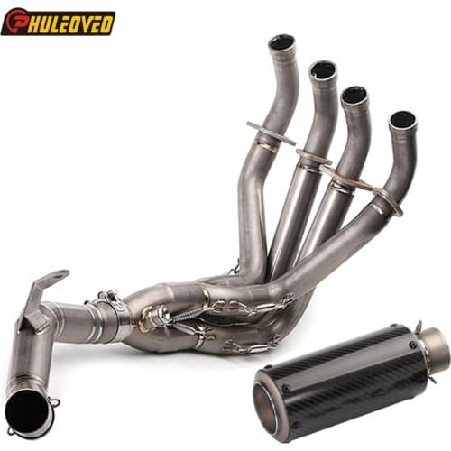 PHULEOVEO Real Titanium Alloy Motorcycle Exhaust Muffler Full System Front Link Pipe for Z900 Z900 17-18 Motorbike Exhaust Pipe