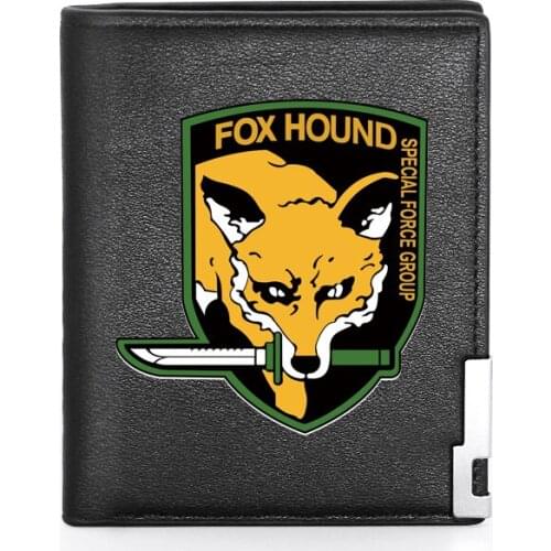 High Quality Luxury Fox Hound Special Forces Printing Leather Wallet Credit Card Holder Short Male Slim Purse For Men