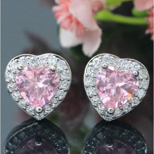50x28mm Super Big Heavy European Desig 12.4g Created Pink Kunzite CZ For Womans Silver Earrings Eye Catching