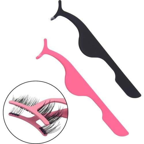 1PCS Pink Black False Eyelash Fake Eye Lash Tweezers Applicator Clip Beauty Makeup Tool Make up Eyelashes Tweezer Lash Curler
