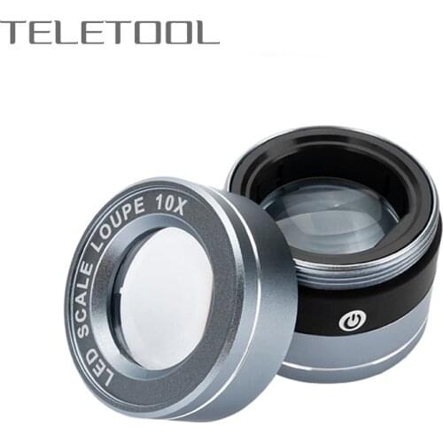 10X Full Metal Magnifying Glass LED Scale Loupe USB Charging Lens Magnifier Stamps Jewelry Magnifying Lens