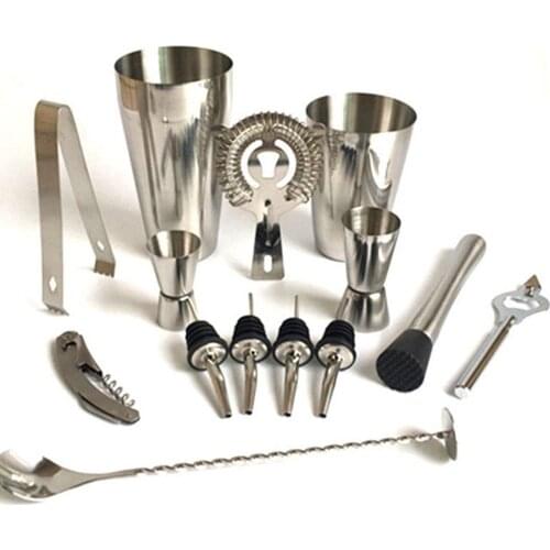13 PCS 600ml 750ml Stainless Steel Wine Cocktail Making Set Cocktail Shaker Jigger Mixing Spoon Barware Bartender for Bars