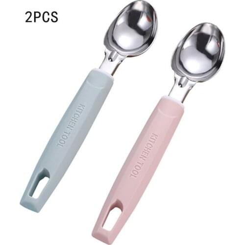 2 Pcs/Set Multifunction Kitchen Spoon Dessert Ice Cream Cake Spoon Stainless Steel Fruit Melon Digger Spoons Tableware Sets