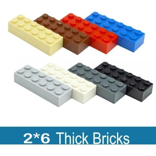 20PCS DIY Thick Figures Bricks 2x6 Building Blocks Educational Creative Size Compatible With 2456 Plastic Toys For Children