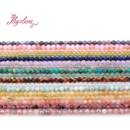 3mm Small Tiny Faceted Round Natural Stone For DIY Bracelet Necklace Jewelry Making Spacer Loose Beads Strand 15" Free Shipping