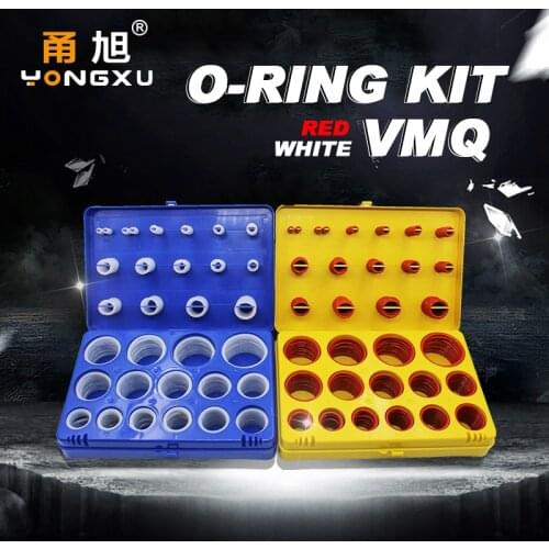 390PCS Silicon O-ring Silicone/VMQ Rubber O-Ring Kit 30Sizes Sealing O Ring Washer Gasket Blue/Yellow Assortment Set Kit Box
