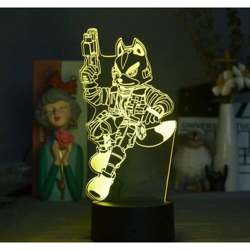 3D Led Game Star Fox Lamp Bedside Table Room Decoration Switch Lamparas Lights Cute Room Decor 3D Led Lamp Kids Gift Art