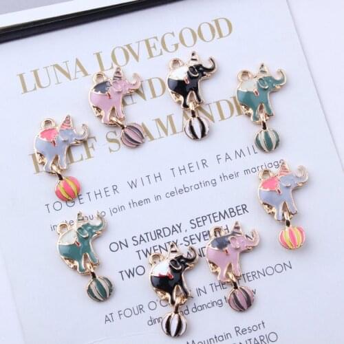 40pcs 16*26MM Kawaii Animal Elephant Balls Enamel Alloy Charms DIY Jewelry Findings Ornament Accessory Oil Drop Pendant