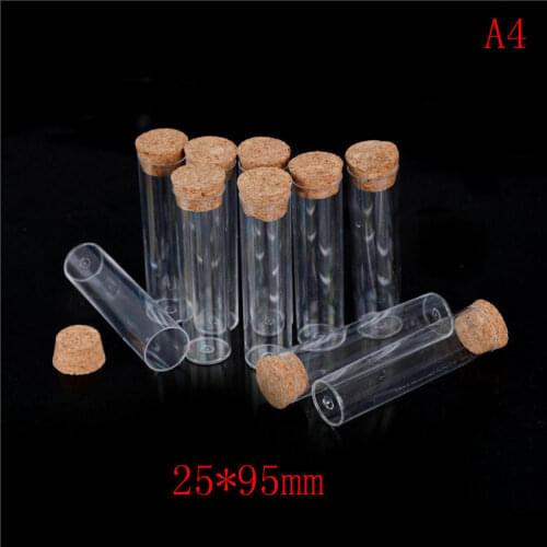 5Pcs/Lot 25x95mm Plastic Test Tube with Cork Clear Pack Lab Experiment Tube Refillable Bottle