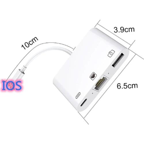 For Lightning to LAN 100Mbps Ethernet RJ45 Adapter OTG USB Camera Reader For iPhone/iPad Adapter connector