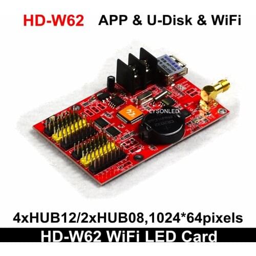 Free Shipping Huidu HD-W62 APP WIFI Medium Single Dual Color P4.75 P10 P16 LED Signboard Controller