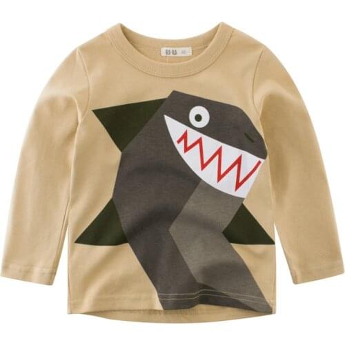 High quality boy girl T shirt spring fashion Long sleeve Dinosaur Cotton car Tops & Tees toddler kids clothes Wholesale retail