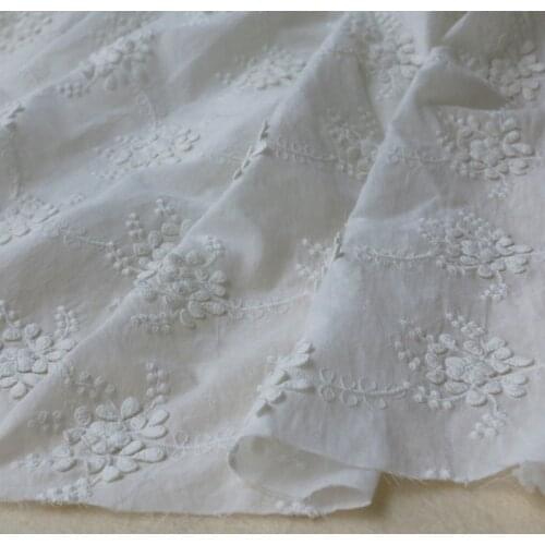 Cotton Cloth Embroidered 3D Flower Lace Fabric Handmade DIY Womens Clothes Baby Dress Tablecloth Accessories CR2497