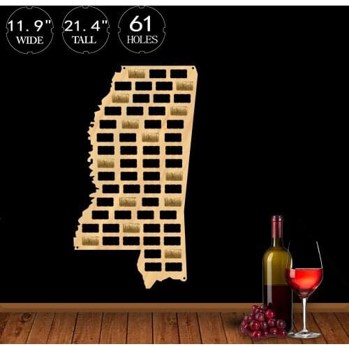 The Magnolia State Mississippi State Wine Cork Map Mississippi Wooden Cork Display Collection Wood Craft Map Home Bar Wall Decor