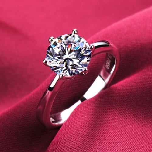 Classic Fashion Women Wedding Rings Jewelry Luxury 6-Claws Female Crystal Zircon Ring Romantic Ladies Lover Promise Rings