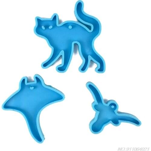 3 PCS Animal Series Keychain Silicone Mold with Hole Keyring Pendant Handmade Valentines Day Gift Jewelry M12 21 Wholesales