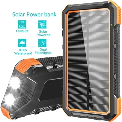 Camping Lamp Solar Mobile Power Charger 4U Output Compass Fast Charging 26800 Ma Tent Lamp