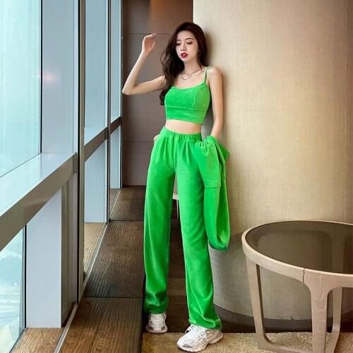 Tank Top & Hooded Sweatshirt & Wide Leg Pants 3 Piece Set Women Casual SportswearTracksuits Fashion Workout Solid Color Matching