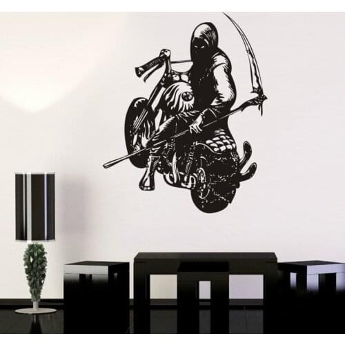 Motorcycle Skull Soldier Sticker Punk Death Decal Devil Name Car Art Wall Decals Decor Mural Rock Sticker Sickle Decal