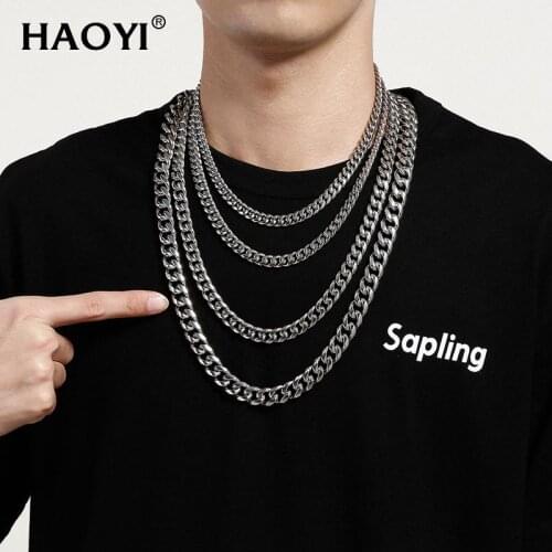 8~13mm Men Choker Curb Chain Necklace Heavy Sanding Cuban Chains Stainless Steel Chain Necklace fashion Jewelry For Gift