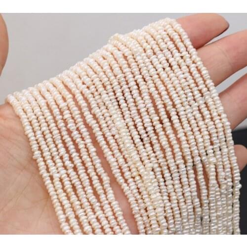 Natural AA Pearls White Flat Pearls Charms for Making Jewelry Necklace Bracelets Accessories Size 2-2.5mm