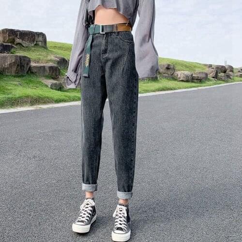 Korean Version of Wild Loose and Thin Straight Daddy Pants Harlan Jeans Womens High Waist 2021 Spring and Autumn New Students