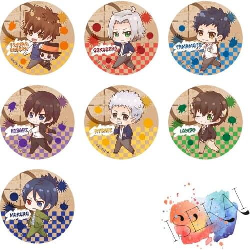 Katei Kyoshi Hitman Reborn! Anime Badge Tsunayoshi Mukuro.R Takeshi Gokudera Hayato Lambo Yamamoto Cute Metal Badge Brooch Pins