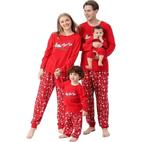 Christmas Family Pajamas Set Home Wear Sleepwear Suit Dad Mom Daughter Son Clothes 2021 New Xmas Adult Baby Kids Cartoon Printe