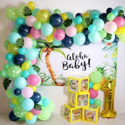 Tropical Hawaiian Balloons Garland Arch Kit Ballon Chain Summer Hawaii Birthday Party Decoration Kids Baby Shower Decor Ballon