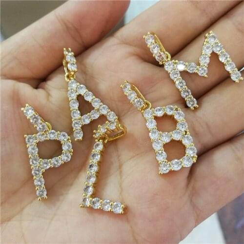 Setting Big White Cubic Zirconia Letter Luxyry Initials Pendant for Women Jewelry Making