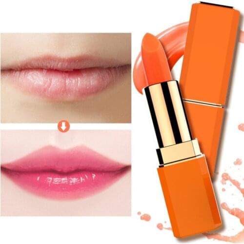 Warm Color Moisturizing Waterproof Orange Temperature Changing Lipstick New Lip Balm