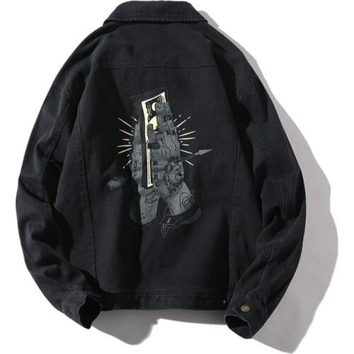 Spring and autumn 2020 Fashion teenagers Casual hip hop street denim jacket male Korean loose gowns handsome tooling jacket