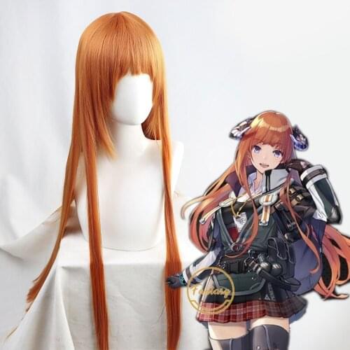 BAGPIPE Game Arknights Cosplay Long Orange Wig Heat Resistant Synthetic Hair Halloween Party+ Free Wig Cap