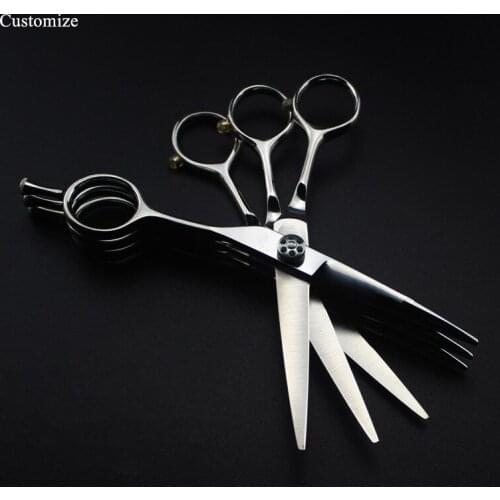 Customize logo japan steel 6 '' 3 in 1 hair salon scissors cutting barber makas scissor haircut shears set hairdressing scissors
