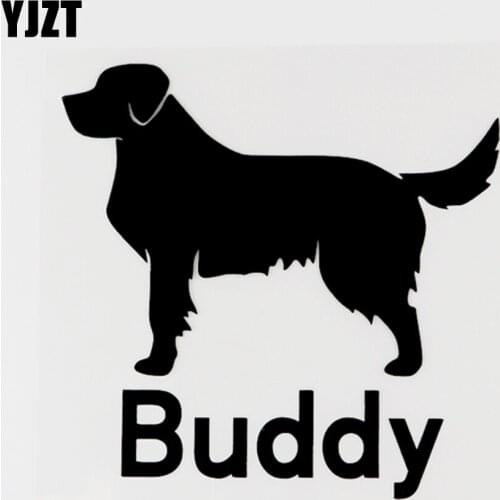 YJZT 14CM×13.6CM For Animal Dog Buddy Vinyl Motorcycle Car Sticker Decal Black/Silver 8C-0292