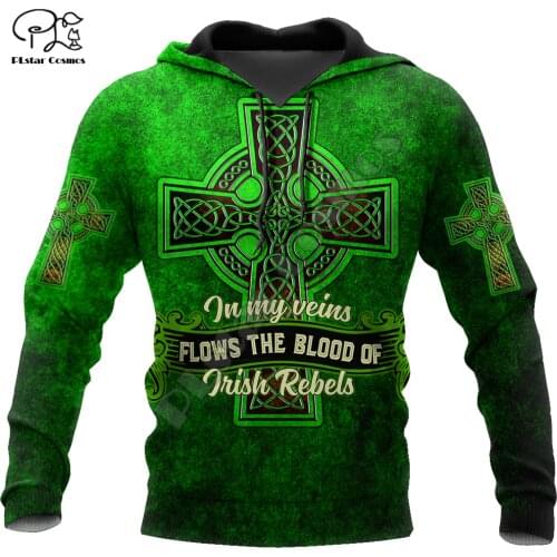 PLstar Cosmos 3DPrint Ireland Clover Irish St.Patrick Funny Men/Women Harajuku Streetwear Hoodies/Zip Hoodie/Sweatshirt/a16