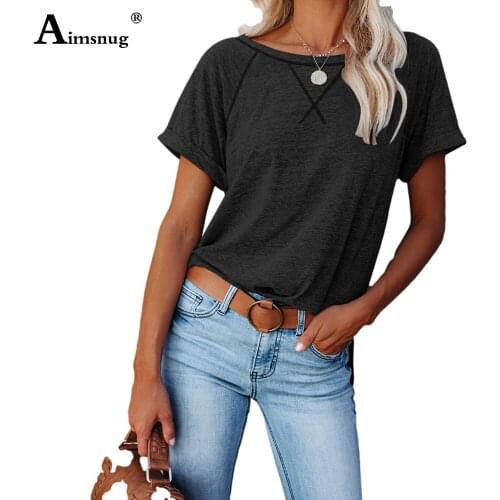Plus Size Ladies Elegant Leisure Casual T-shirt Fashion 2021 Summer New Solid Black Gray Womens Top Round Neck Femme Tees Shirt