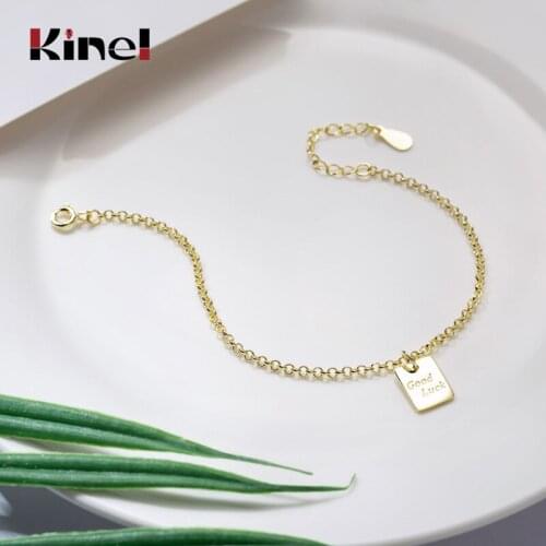 Kinel 925 Sterling Silver Good Luck Letter Bracelet Fashion City Wild Korean Minimalism Adjustable Bracelets for Women Jewelry