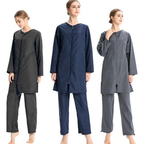 TaoBo Zipper in The Front Islamic Women Muslim Swimwear Solid Color Loose Full Cover Swimsuit Modest Arab Beachwear