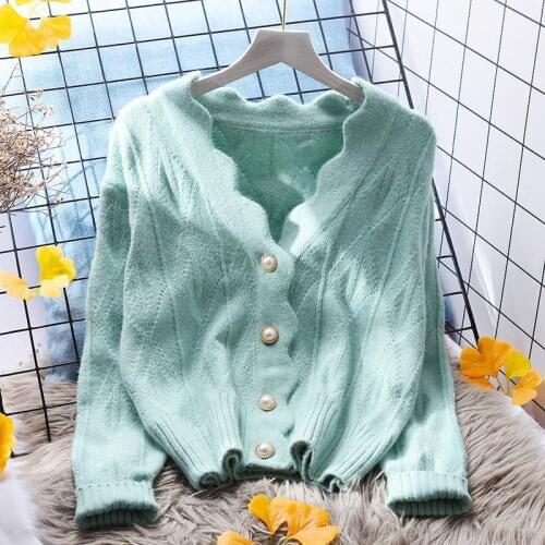 2020 Women Autumn Winter Sweet knitted Sweater Pullovers Female Knitted Solid Cardigan Shirts Lady knitting Jumper Tops Jacket