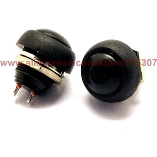 PHISCALE 10pcs Black mini non locking push button switch PBS-33B waterproof switch 12mm reset button switch