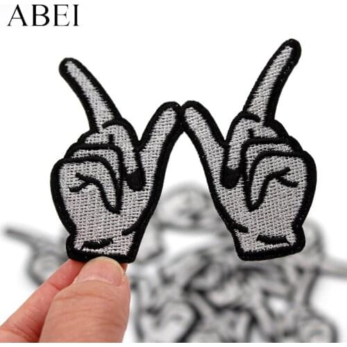 10pcs Cartoon Embroidered Hands Patches Iron On Gesture Stickers DIY Sewing Garments Jeans Backpacks Coat Pants Fabric Appliques