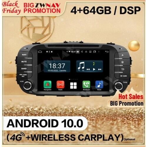 128GB Wireless Carplay 2 Din For KIA Soul 2014 2015 2016 2017 Android 10 Multimedia Player Screen Audio Radio GPS Navi Head Unit