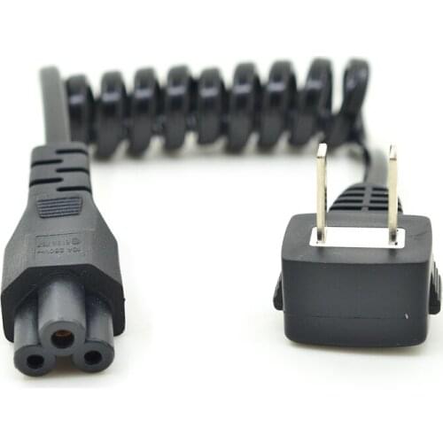 NEMA 1-15P 2 Pin Elbow plug IEC 320 C5 Cloverleaf Spring Retractable Power short Cable cord For AC Adapter Laptop Notebook