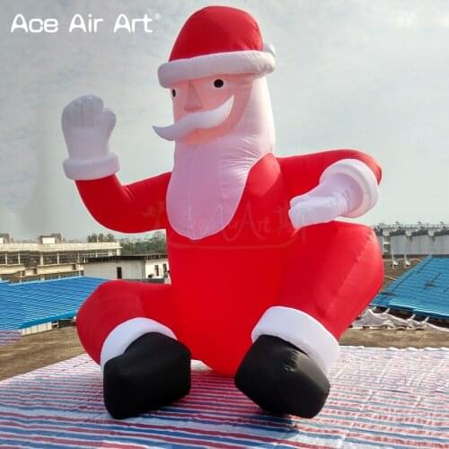 2021 Newly 15ft Tall Wonderful Grand Inflatable Sitting Santa Claus Say Hello for Christmas Holiday Shipping Mall Made in China