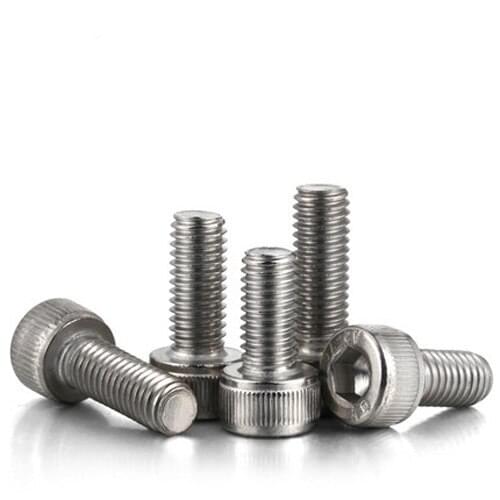 5pcs M4 Cylinder head inner hexagon Machine screw Knurled cup heads Allen socket bolt 304 stainless steel 35mm-100mm Length