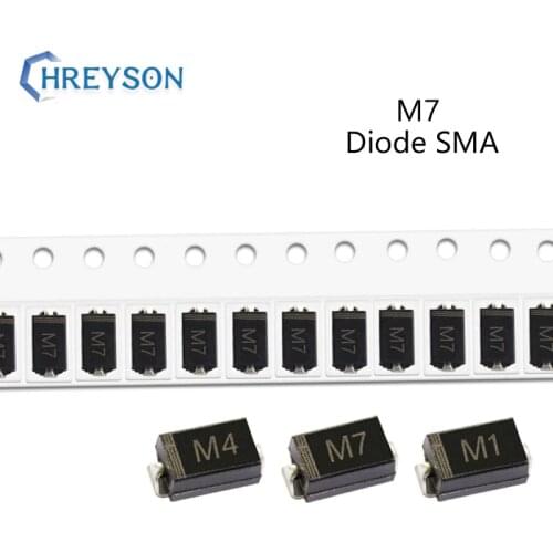 50Pcs SMD Rectifier Diode M7F M7 M4 M2 M1 1A 50V 100V 200V 400V 600V 800V 1000V DO-214AC SMA Electronic Silicon Diodes