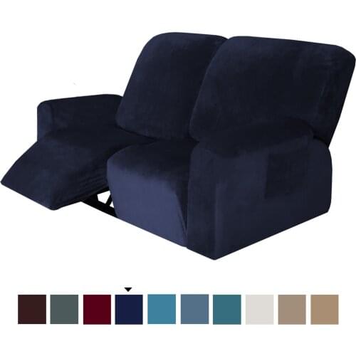 6Pcs/Set Recliner Sofa Covers Velvet Stretch Reclining Couch Covers For 2 Cushion Sofa Home Decor Covers Fit Soft Washable