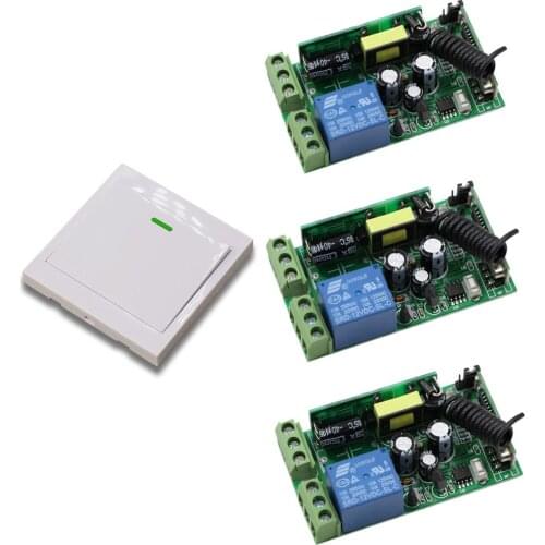 AC 85-250V Ceiling Lamp Light LED Bulb Remote Control Switch 1CH Relay Receiver + Wireless Wall Pannel Transmitter 315Mhz/433Mhz