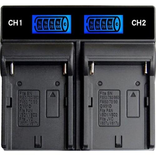 Camera Accessories Camera Battery Dual Charger LCD screen NP-F970 European plug Best seller LCD Dual Charger F750 F550 Charger